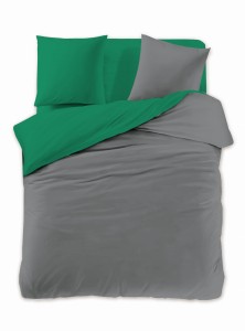 Komplet pościeli dwustronnej 160x200 3-częściowy grafitowo-zielony 