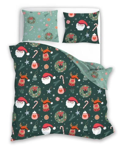 Pościel z mikrofibry satynowej 140x200+70x90 Holly Jolly 006 EAN 5904541936260.jpg