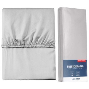 Prześcieradło mikrosatyna z gumką 160x200 jasnoszare 