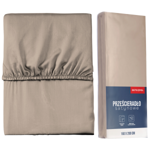 Prześcieradło mikrosatyna z gumką 180x200 taupe 