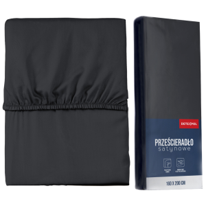 Prześcieradło mikrosatyna z gumką 220x200 czarne