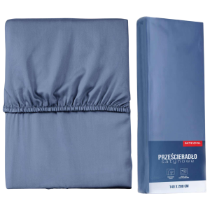 Prześcieradło mikrosatyna z gumką 220x200 niebieskie 
