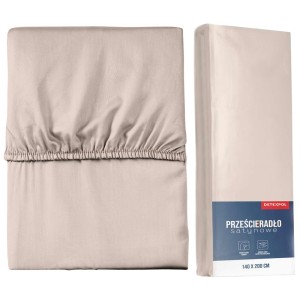 Prześcieradło mikrosatyna z gumką 220x200 beżowe