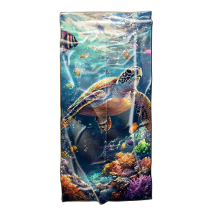 Ręcznik plażowy kąpielowy szybkoschnący 70x140 Żółw Wodny