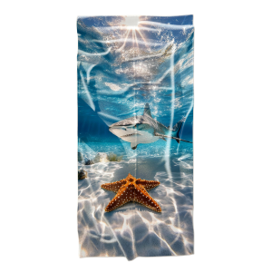 Ręcznik plażowy kąpielowy szybkoschnący 70x140 Rekin i Rozgwiazda