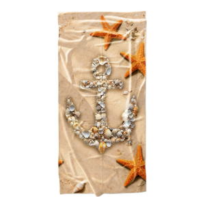 Ręcznik plażowy kąpielowy szybkoschnący 100x180 Kotwica z Muszelek