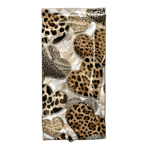 Ręcznik plażowy kąpielowy szybkoschnący 100x180 Panterkowe Serca