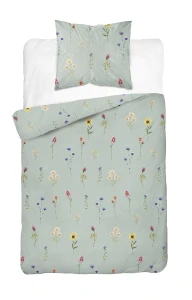 Pościel bawełniana 140x200 miętowa polne kwiaty