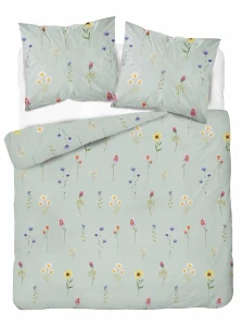 Pościeli bawełnianej 160x200 miętowa polne kwiaty