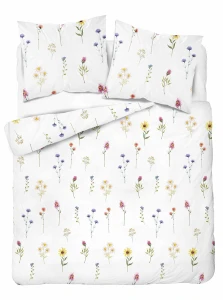 Pościeli bawełnianej 160x200 biała polne kwiaty