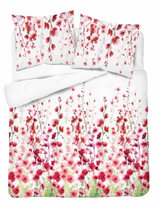 Pościeli bawełnianej 160x200 czerwone kwiaty
