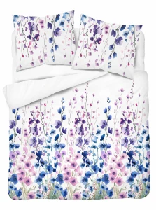 Pościel bawełniana 220x200 niebieskie kwiaty