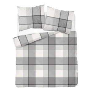 Pościel flanelowa szara krata 160x200 Detexpol