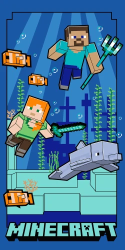 Minecraft Underwater Fun beach towel micro.png
