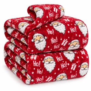 Koc świąteczny 160x200 narzuta kocyk pled czerwony Mikołaj Santa HoHo