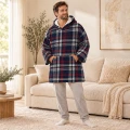 Bluza z kapturem w granatowo-burgundową kratę