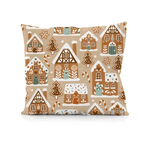 Świąteczna poszewka na poduszkę HOLLY JOLLY 45x45 pierniczkowe miasteczko